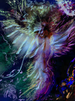 Pascal’s colourful painting of outstretched wings