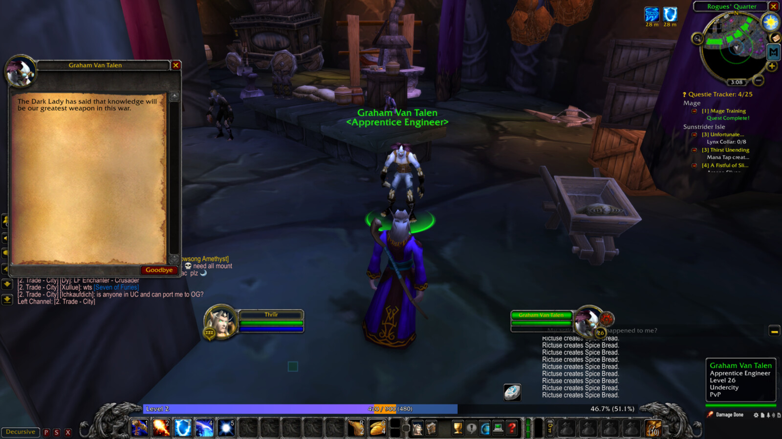 Thrïïr speaks with apprentice engineer Graham Van Talen in Undercity