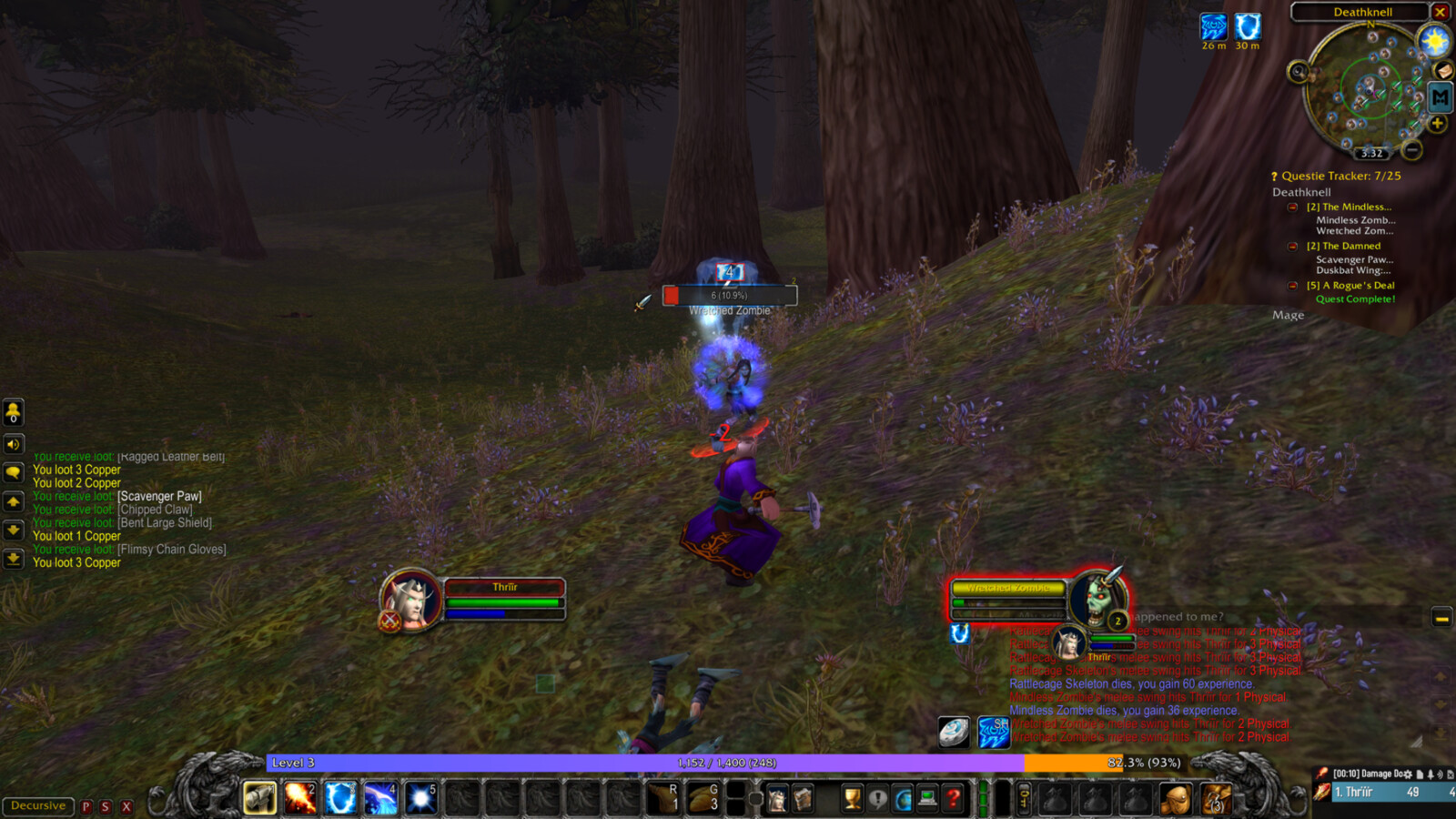 Thrïïr fights a wretched zombie using a small blacksmith hammer