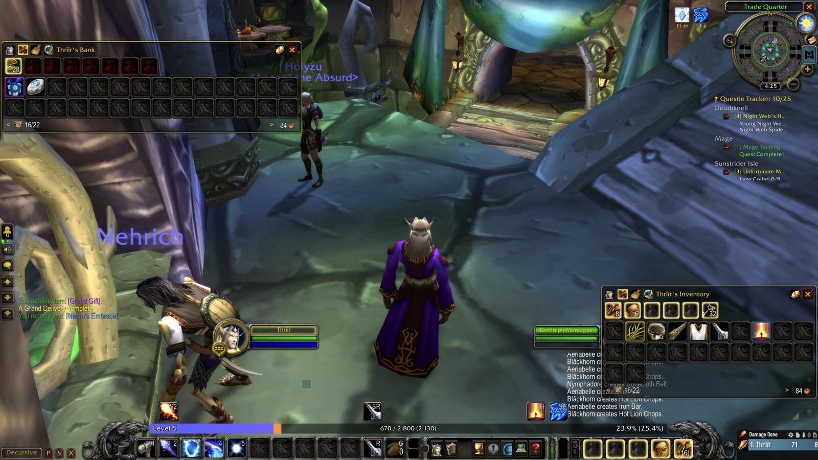 Thrïïr’s spellbook and bags show Naaru’s Embrace among his gifts